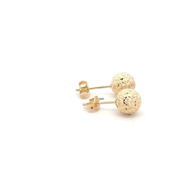 18K Gold Earrings Stud Balls Textured - Picture 6 of 9